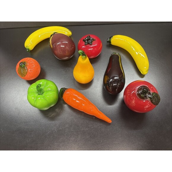 Vintage Murano Style Art Glass Hand-Blown Fruit and Vegetables Lot 10 pc - Picture 2 of 6